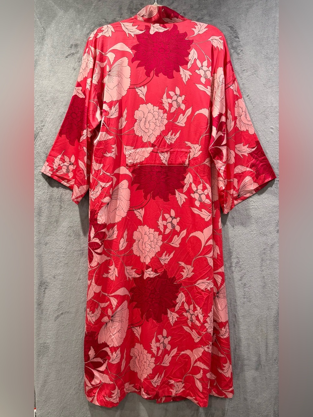 Natori Satin Robe Kimono With Pockets Size M Vibrant Floral Print Elegant Boho - Picture 4 of 9